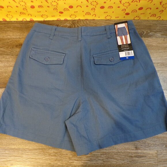 BANANA REPUBLIC Women's NWT Pleat Front Shorts Lot of 2 Tan & Blue Size 10 - Picture 8 of 11